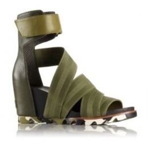 Sorel Joanie Gladiator II 2 Olive Green Camo Sole Strappy Wedge Sandals 5.5 NWB